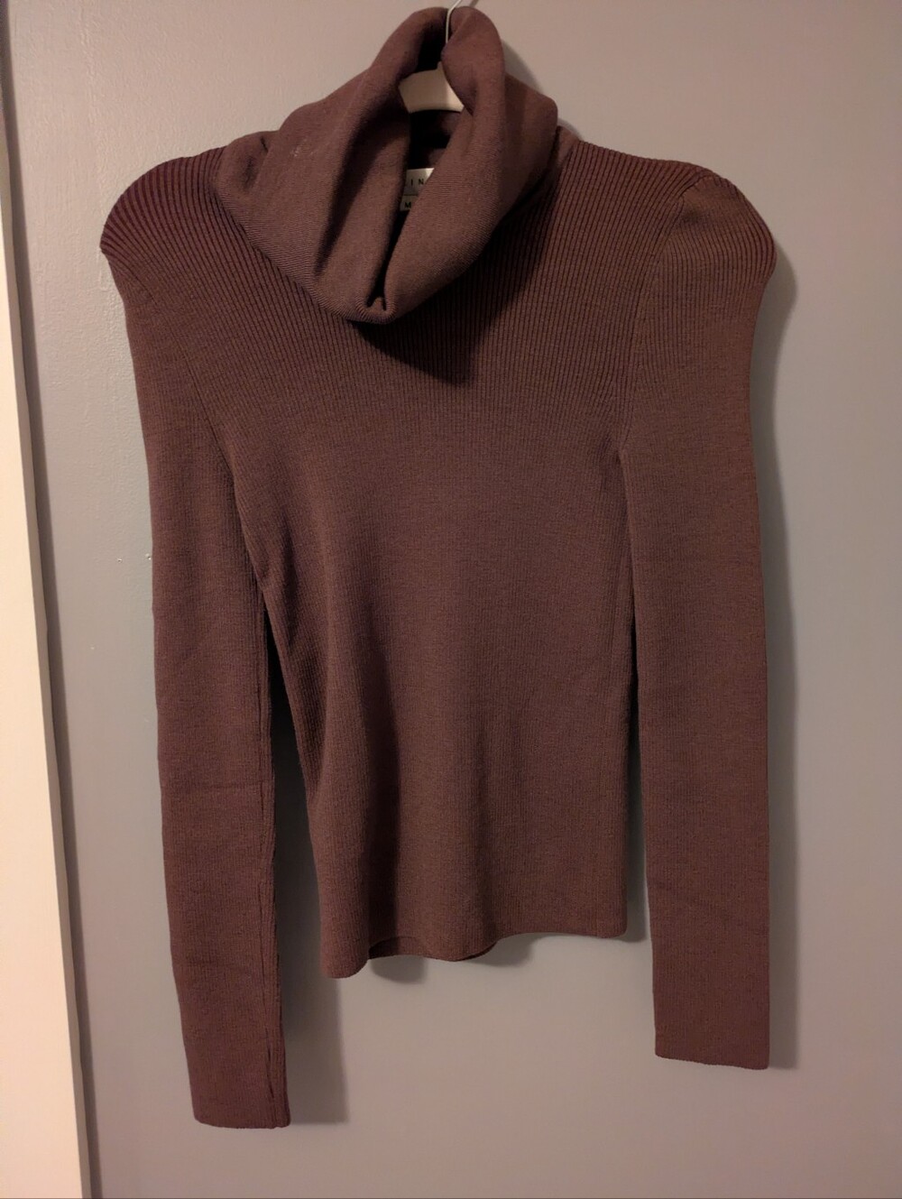 Celine Maroon Wool Ribbed Turtleneck M